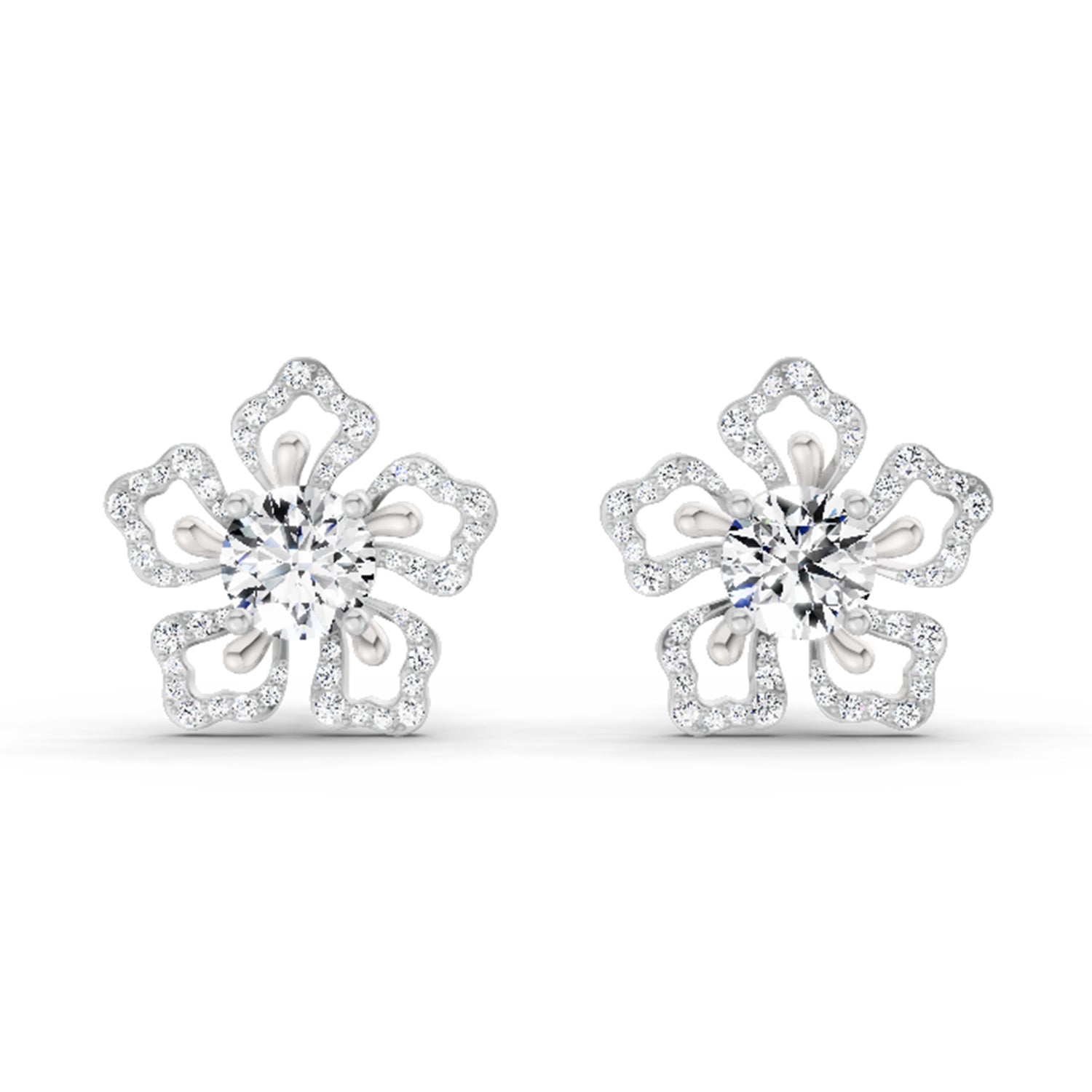 2.66 Carat Cluster Diamond Earrings 14K - White Gold