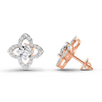 1.41 Carat Halo Diamond Earrings 14K - Rose Gold