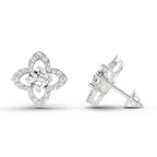 1.41 Carat Halo Diamond Earrings 14K - White Gold