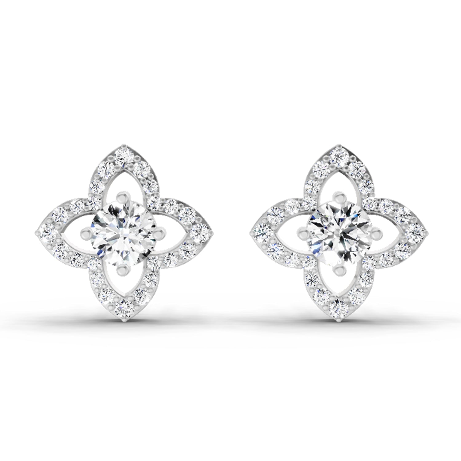 1.41 Carat Halo Diamond Earrings 14K - White Gold