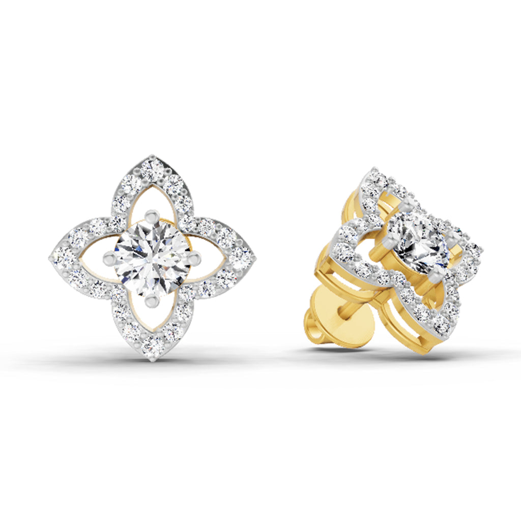 1.41 Carat Halo Diamond Earrings 14K