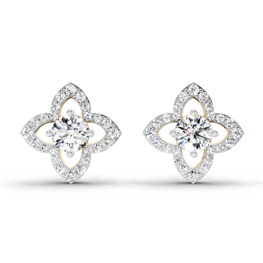 1.41 Carat Halo Diamond Earrings 14K