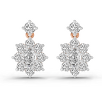2.79 Carat Floral Drop Stud Earrings 14K - Rose Gold