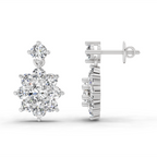 2.79 Carat Floral Drop Stud Earrings 14K - White Gold