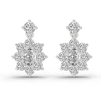 2.79 Carat Floral Drop Stud Earrings 14K - White Gold