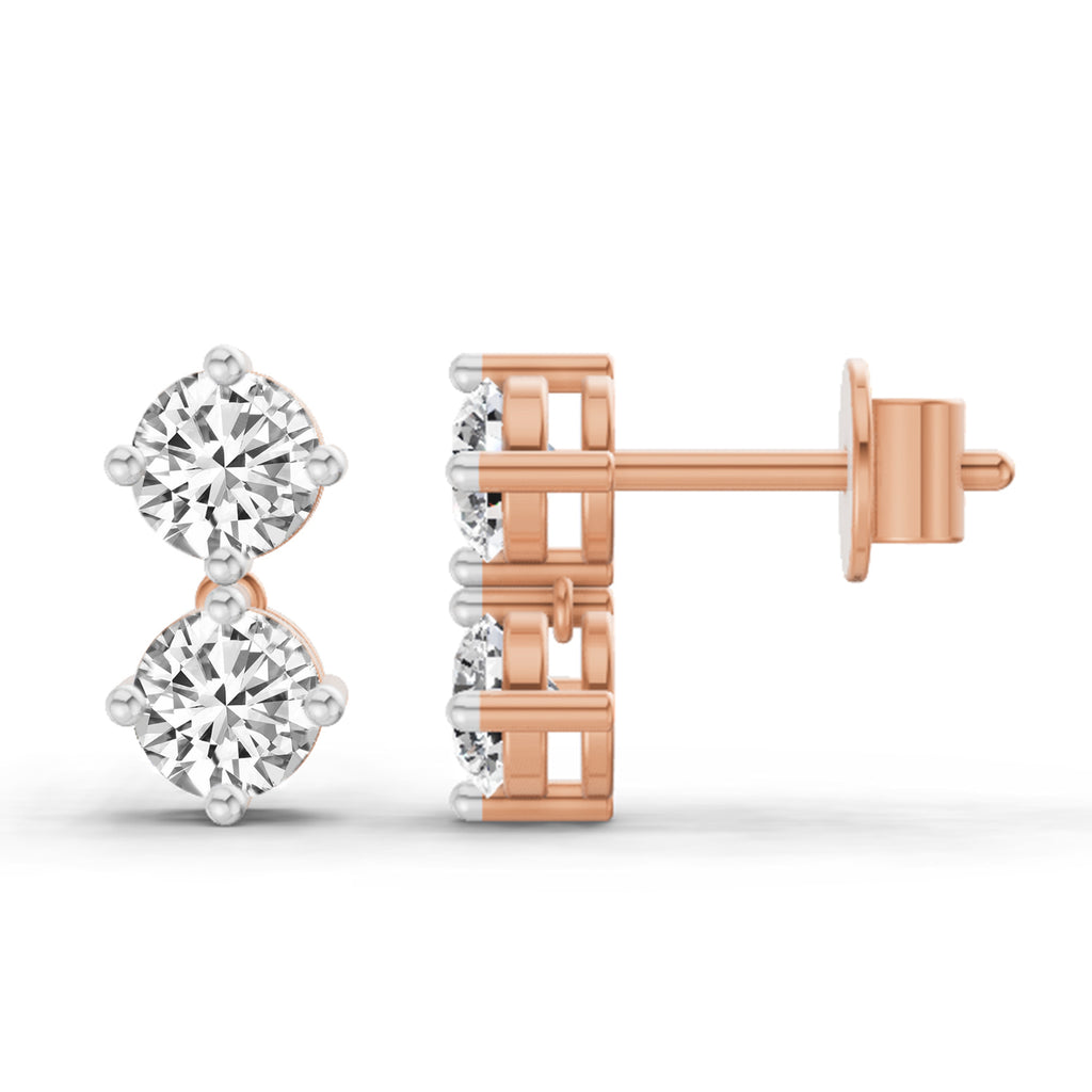 1.06 Carat Round Drop Earrings 14K - Rose Gold