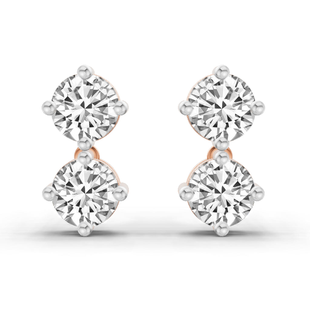 1.06 Carat Round Drop Earrings 14K - Rose Gold