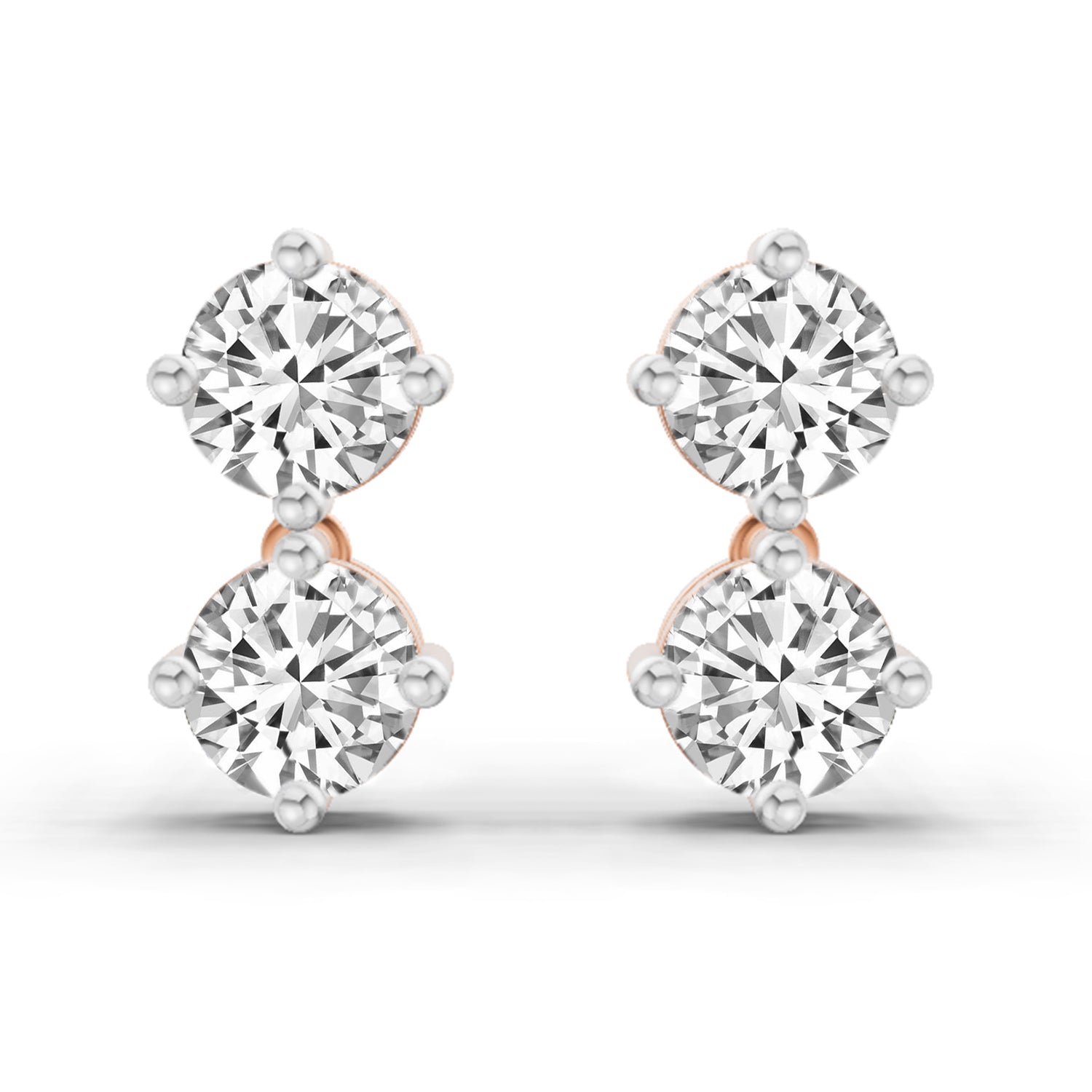 1.06 Carat Round Drop Earrings 14K - Rose Gold
