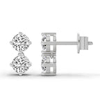 1.06 Carat Round Drop Earrings 14K - White Gold