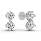 1.06 Carat Round Drop Earrings 14K - White Gold
