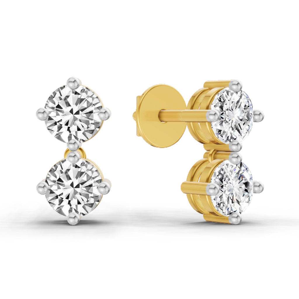 1.06 Carat Round Drop Earrings 14K