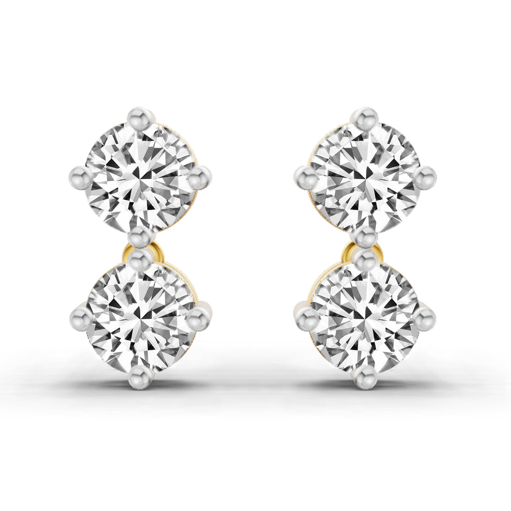 1.06 Carat Round Drop Earrings 14K
