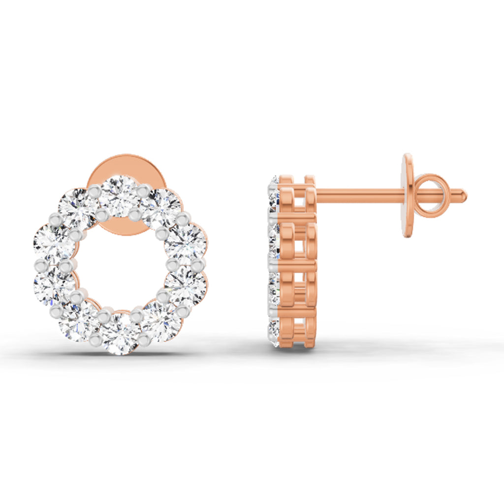 1.04 Carat Round Stud Earrings 14K - Rose Gold