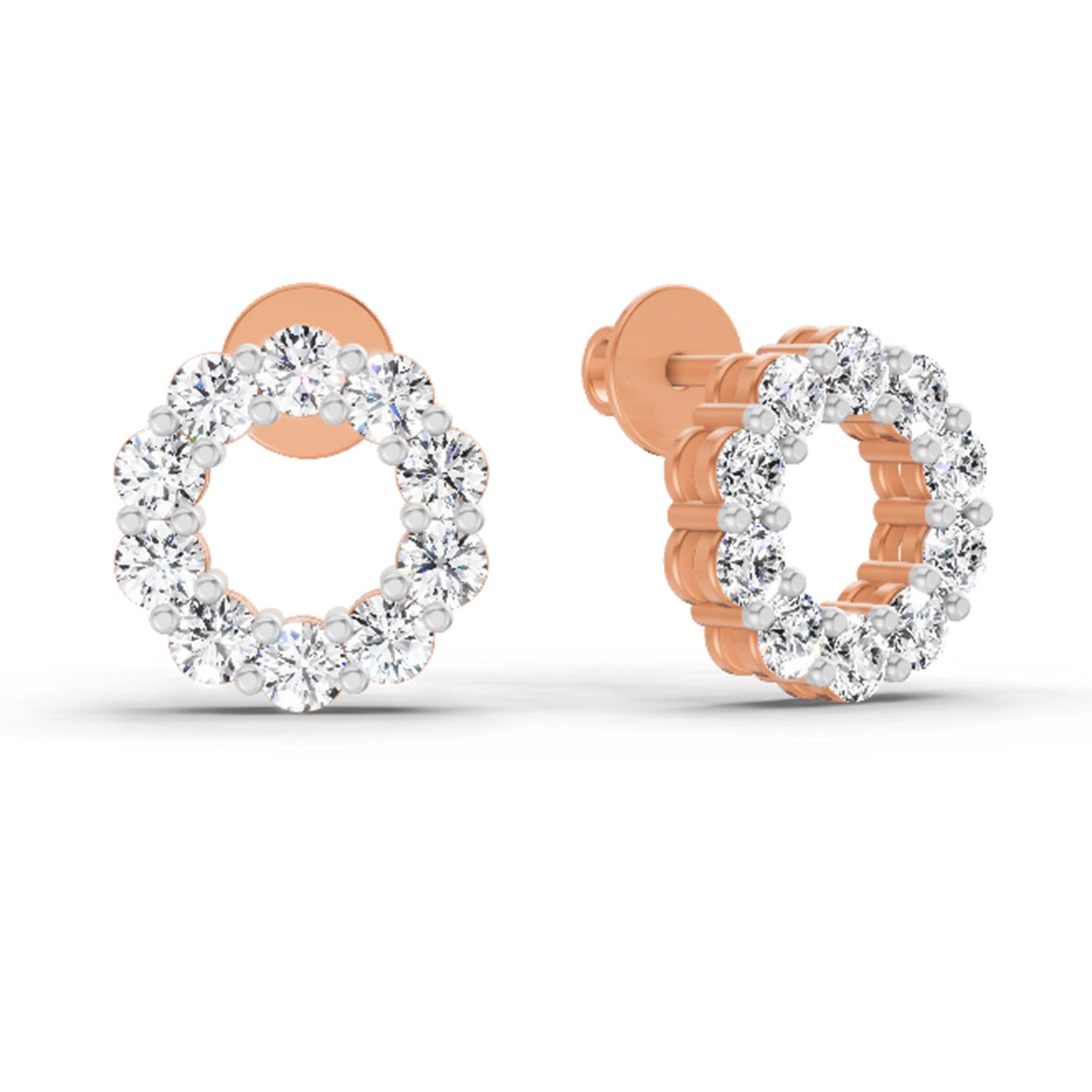 1.04 Carat Round Stud Earrings 14K - Rose Gold