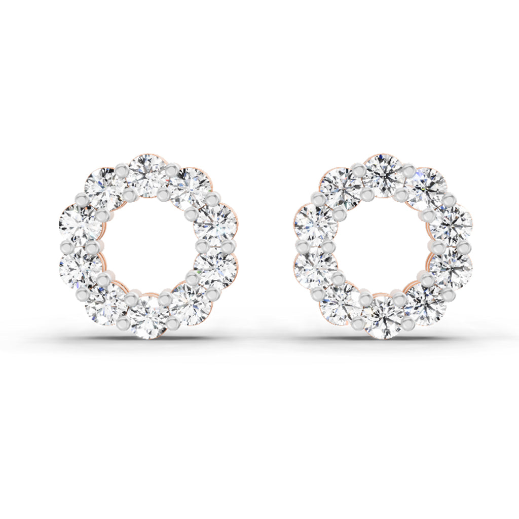 1.04 Carat Round Stud Earrings 14K - Rose Gold