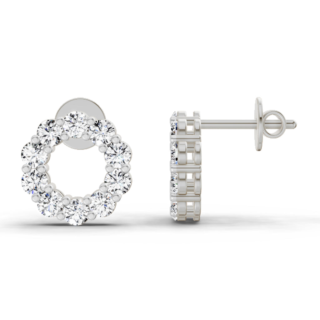 1.04 Carat Round Stud Earrings 14K - White Gold
