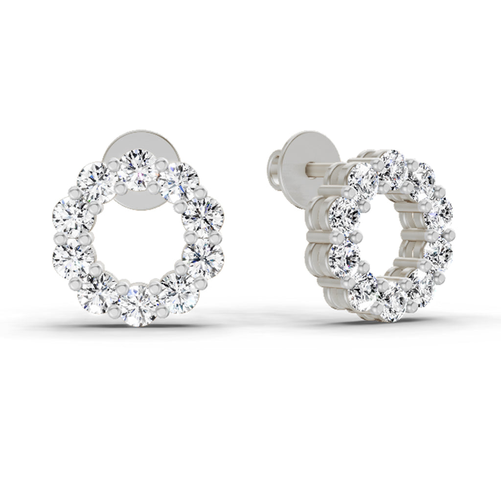 1.04 Carat Round Stud Earrings 14K - White Gold