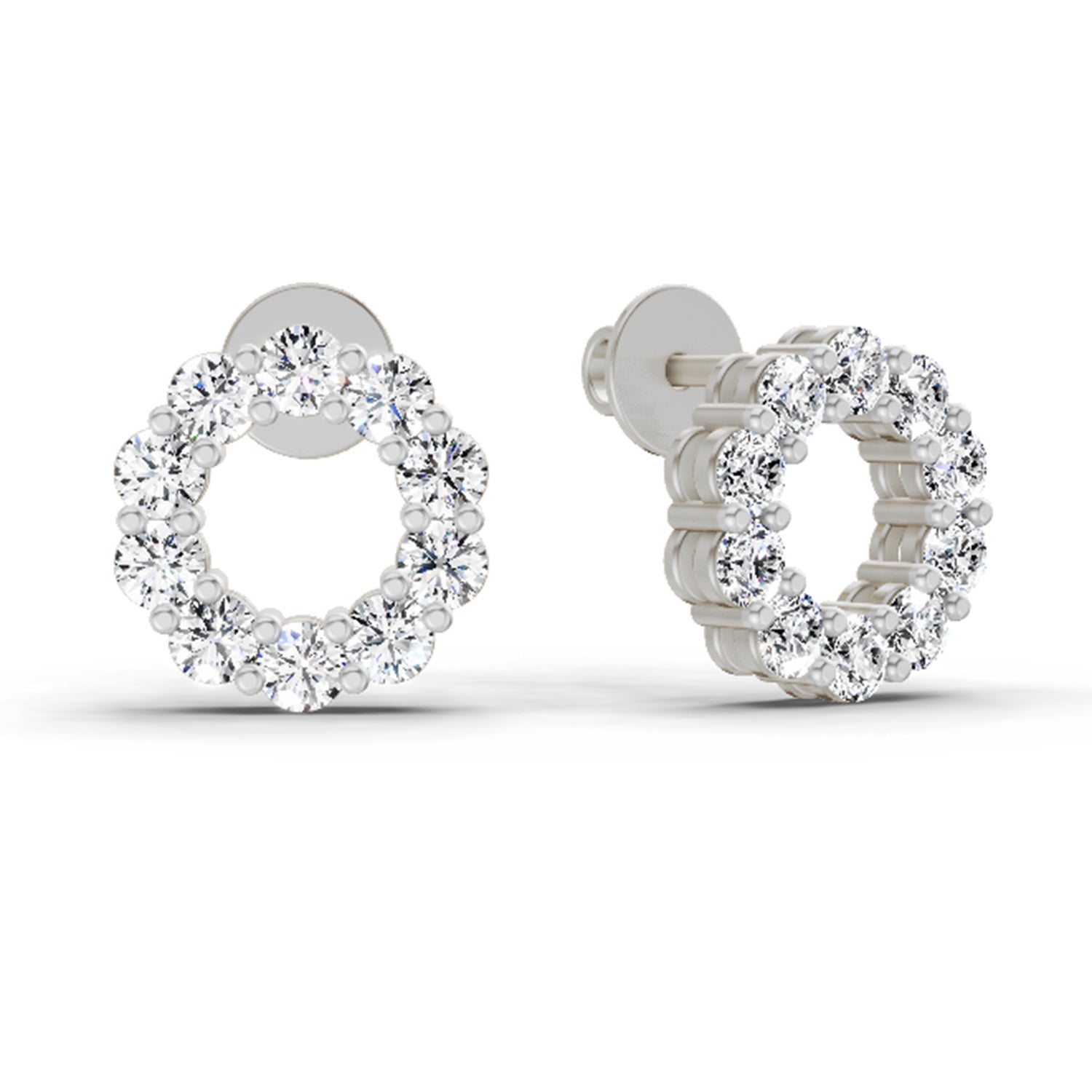 1.04 Carat Round Stud Earrings 14K - White Gold
