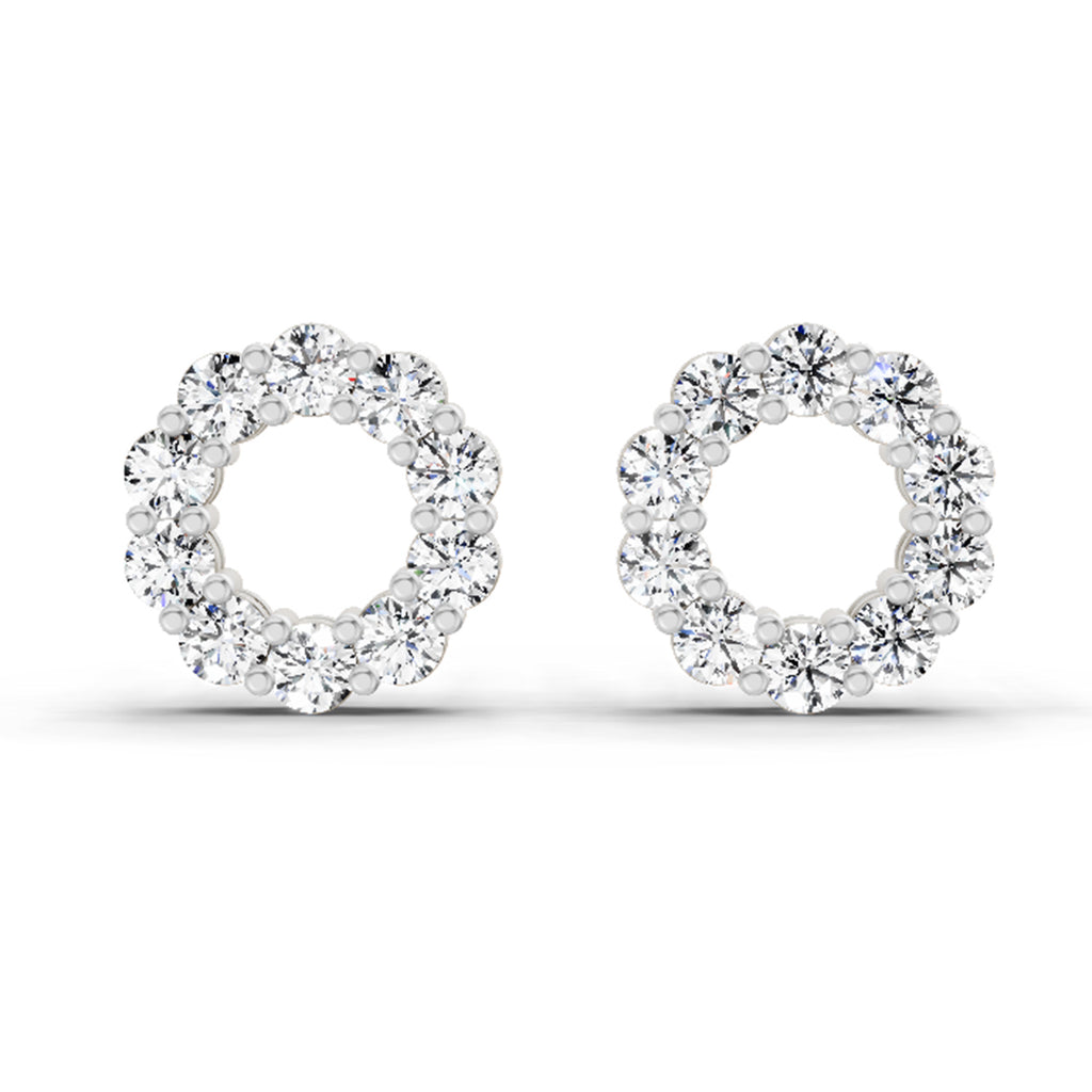 1.04 Carat Round Stud Earrings 14K - White Gold