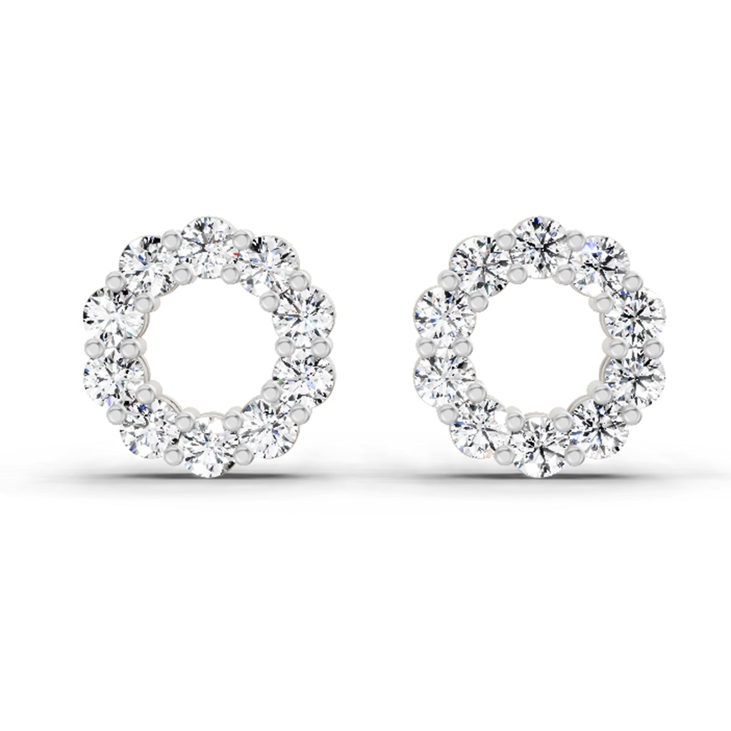 1.04 Carat Round Stud Earrings 14K - White Gold