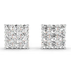0.94 Carat Round Cluster Stud Earrings 14K - Rose Gold