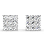 0.94 Carat Round Cluster Stud Earrings 14K - White Gold