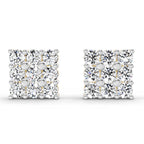 0.94 Carat Round Cluster Stud Earrings 14K