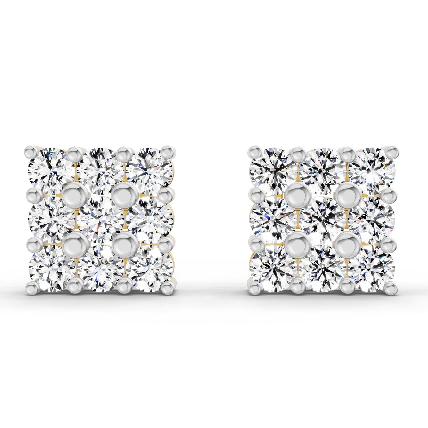 0.94 Carat Round Cluster Stud Earrings 14K