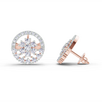 1.28 Carat Round Floral Halo Stud Earrings 14K - Rose Gold