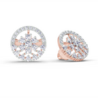1.28 Carat Round Floral Halo Stud Earrings 14K - Rose Gold