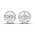 1.28 Carat Round Floral Halo Stud Earrings 14K - Rose Gold