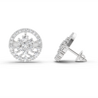 1.28 Carat Round Floral Halo Stud Earrings 14K - White Gold
