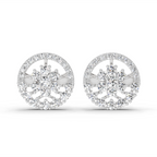 1.28 Carat Round Floral Halo Stud Earrings 14K - White Gold