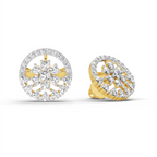 1.28 Carat Round Floral Halo Stud Earrings 14K
