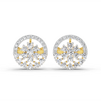 1.28 Carat Round Floral Halo Stud Earrings 14K