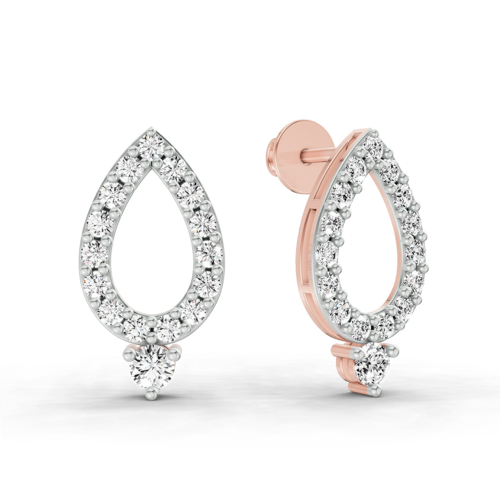 0.89 Carat Round Teardrop Stud Earrings 14K - Rose Gold
