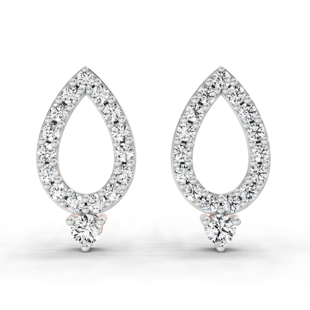 0.89 Carat Round Teardrop Stud Earrings 14K - Rose Gold