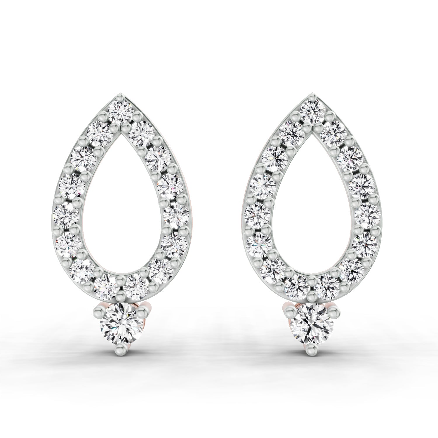 0.89 Carat Round Teardrop Stud Earrings 14K - Rose Gold