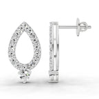 0.89 Carat Round Teardrop Stud Earrings 14K - White Gold
