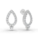 0.89 Carat Round Teardrop Stud Earrings 14K - White Gold