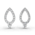 0.89 Carat Round Teardrop Stud Earrings 14K - White Gold