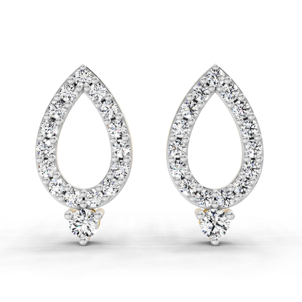 0.89 Carat Round Teardrop Stud Earrings 14K