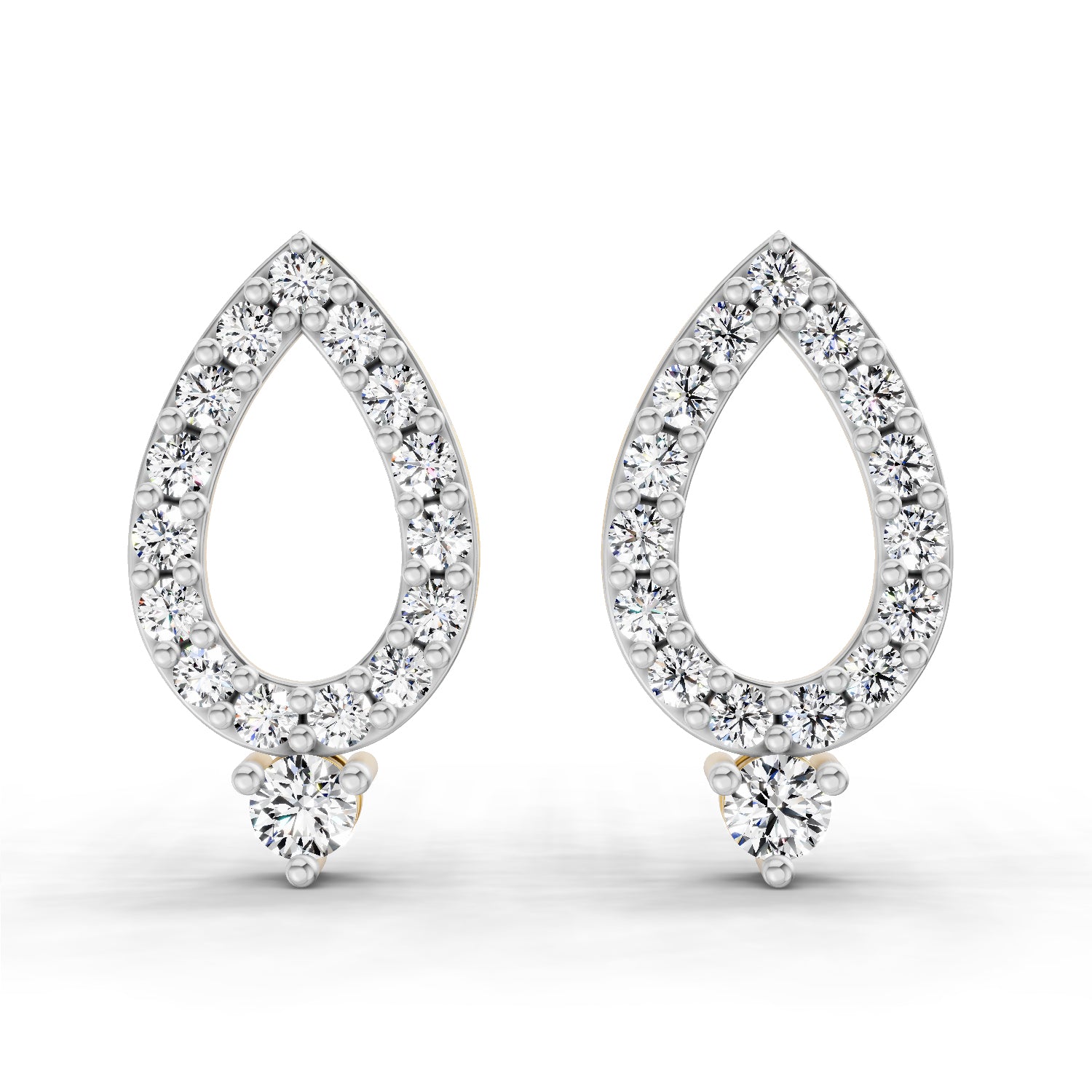 0.89 Carat Round Teardrop Stud Earrings 14K