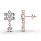1.21 Carat Snowflake Diamond Earrings 14K - Rose Gold
