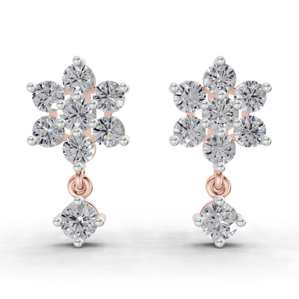 1.21 Carat Snowflake Diamond Earrings 14K - Rose Gold