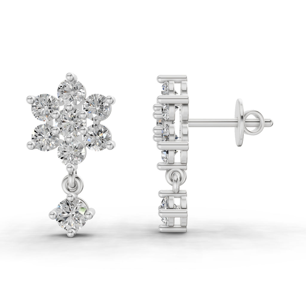 1.21 Carat Snowflake Diamond Earrings 14K - White Gold