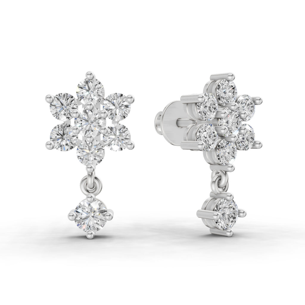 1.21 Carat Snowflake Diamond Earrings 14K - White Gold