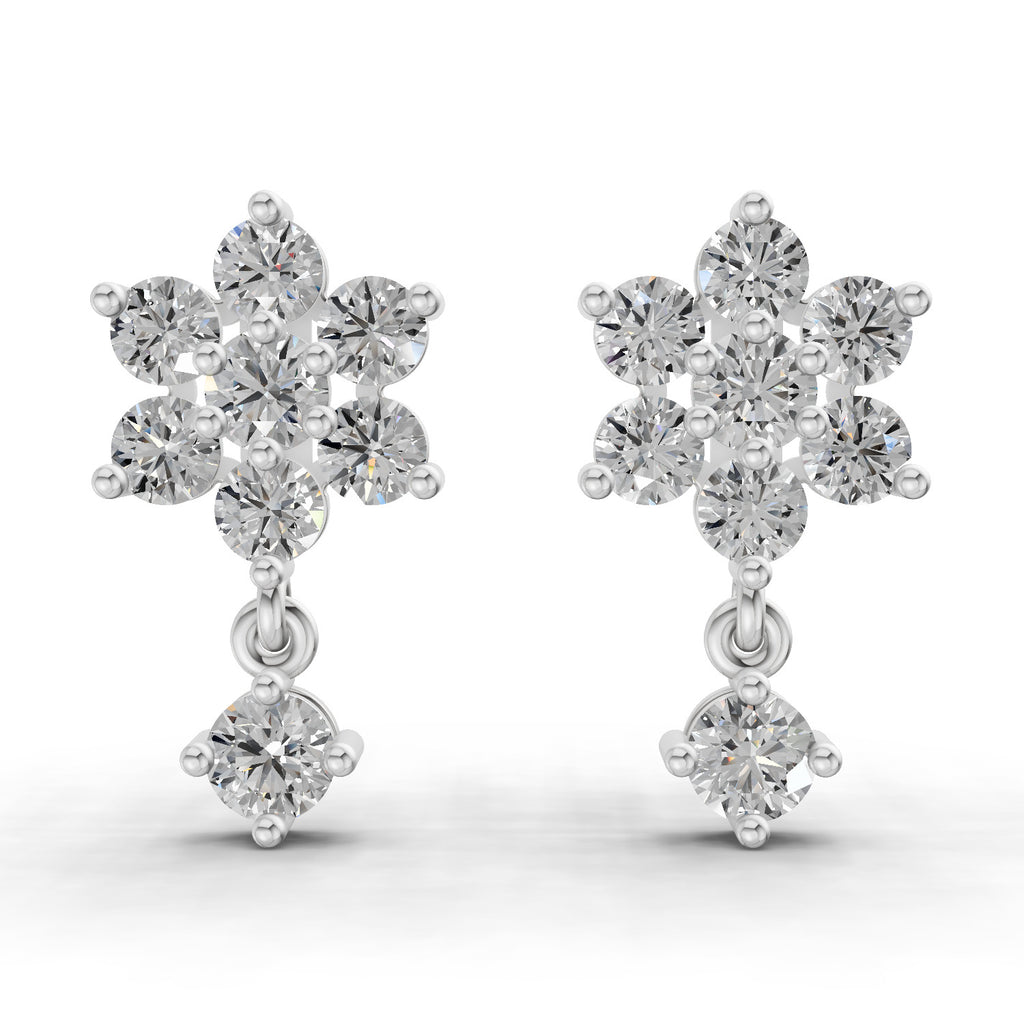 1.21 Carat Snowflake Diamond Earrings 14K - White Gold