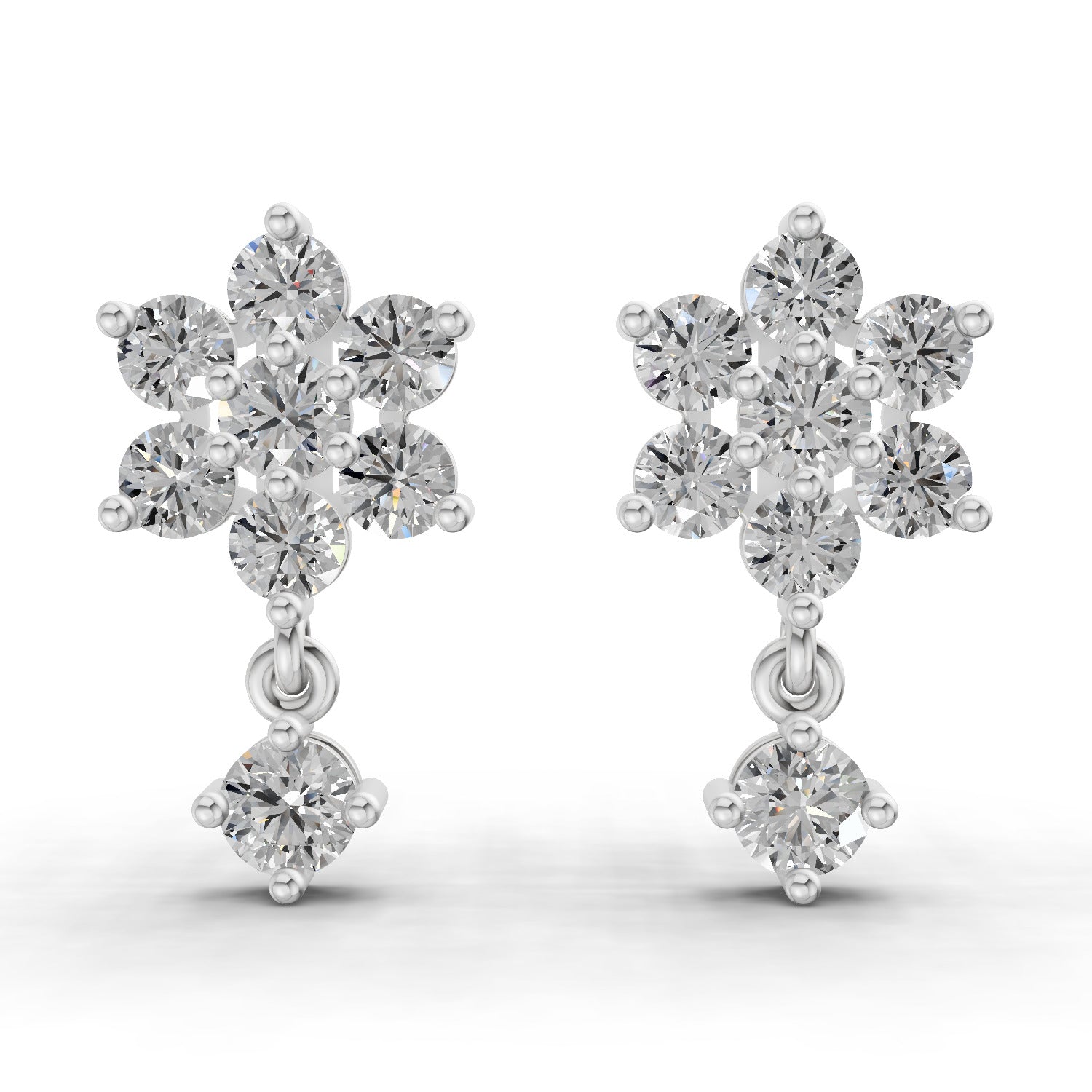 1.21 Carat Snowflake Diamond Earrings 14K - White Gold