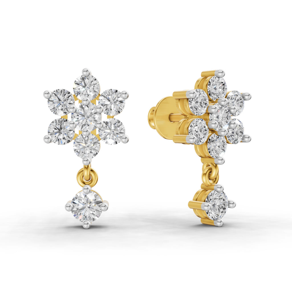 1.21 Carat Snowflake Diamond Earrings 14K